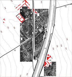 Results of the 2008 GPR survey of the forum area and the forum baths (illustration by L. Verdonck)