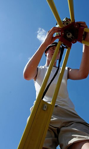 Setting up the total station (photograph by G. Verhoeven)
