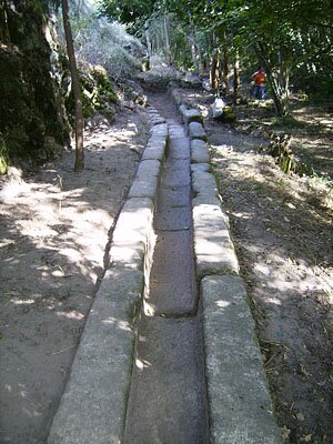 Specus in granite of the western aqueduct found during geo-archaeological fieldwork (photograph by J. Carvalho)