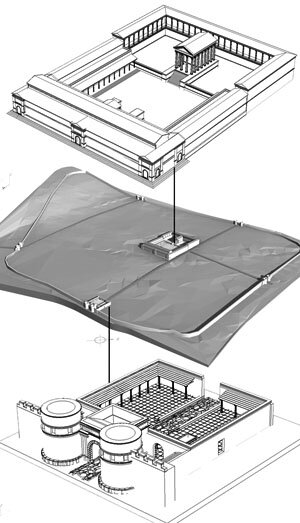 First attempt to reconstruct the forum and the Porta Sul of Ammaia (illustration by M. Klein)